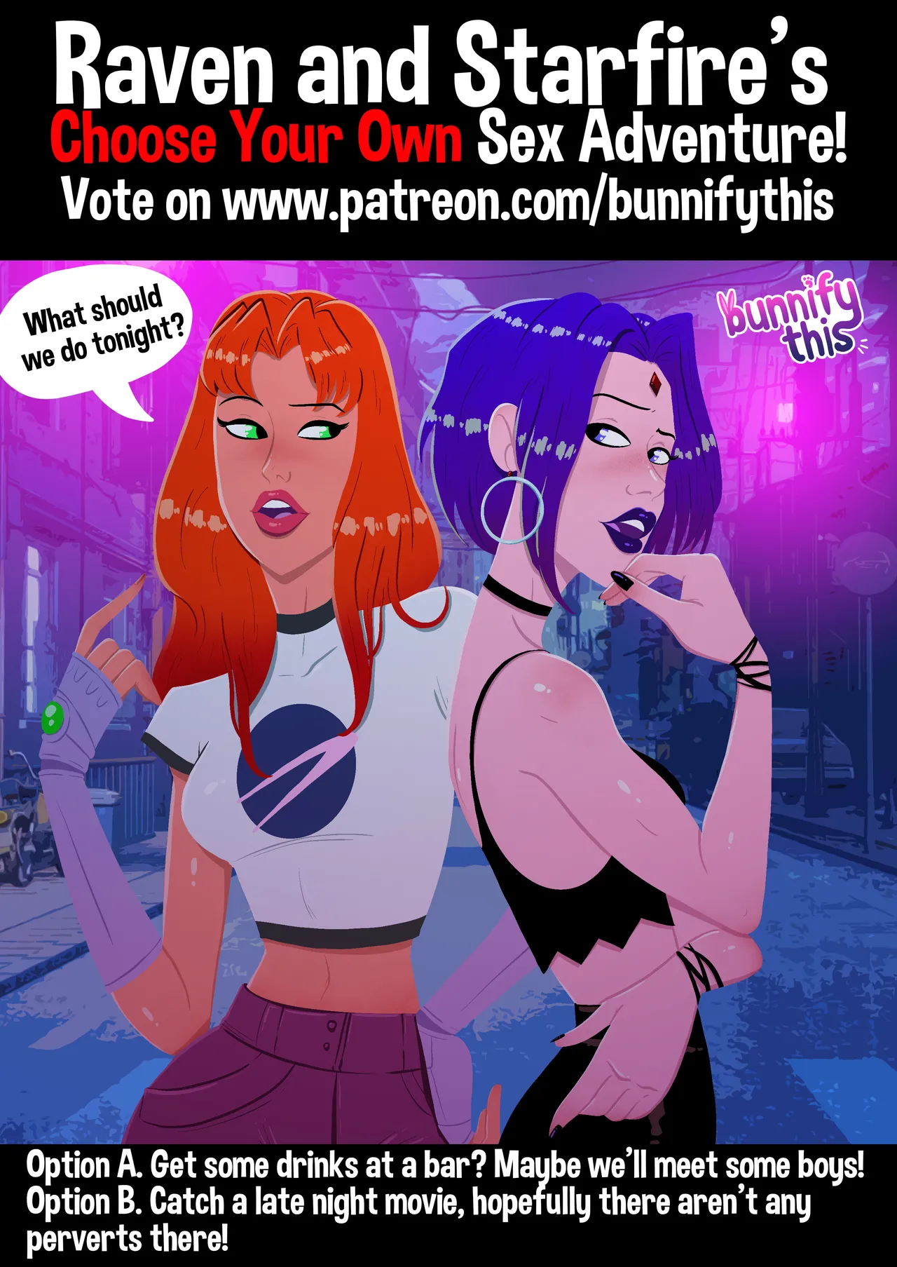 Raven and Starfire's Night Out CYOA Comic (Teen Titans) [Bunnify This] Chapter 1 – page 1