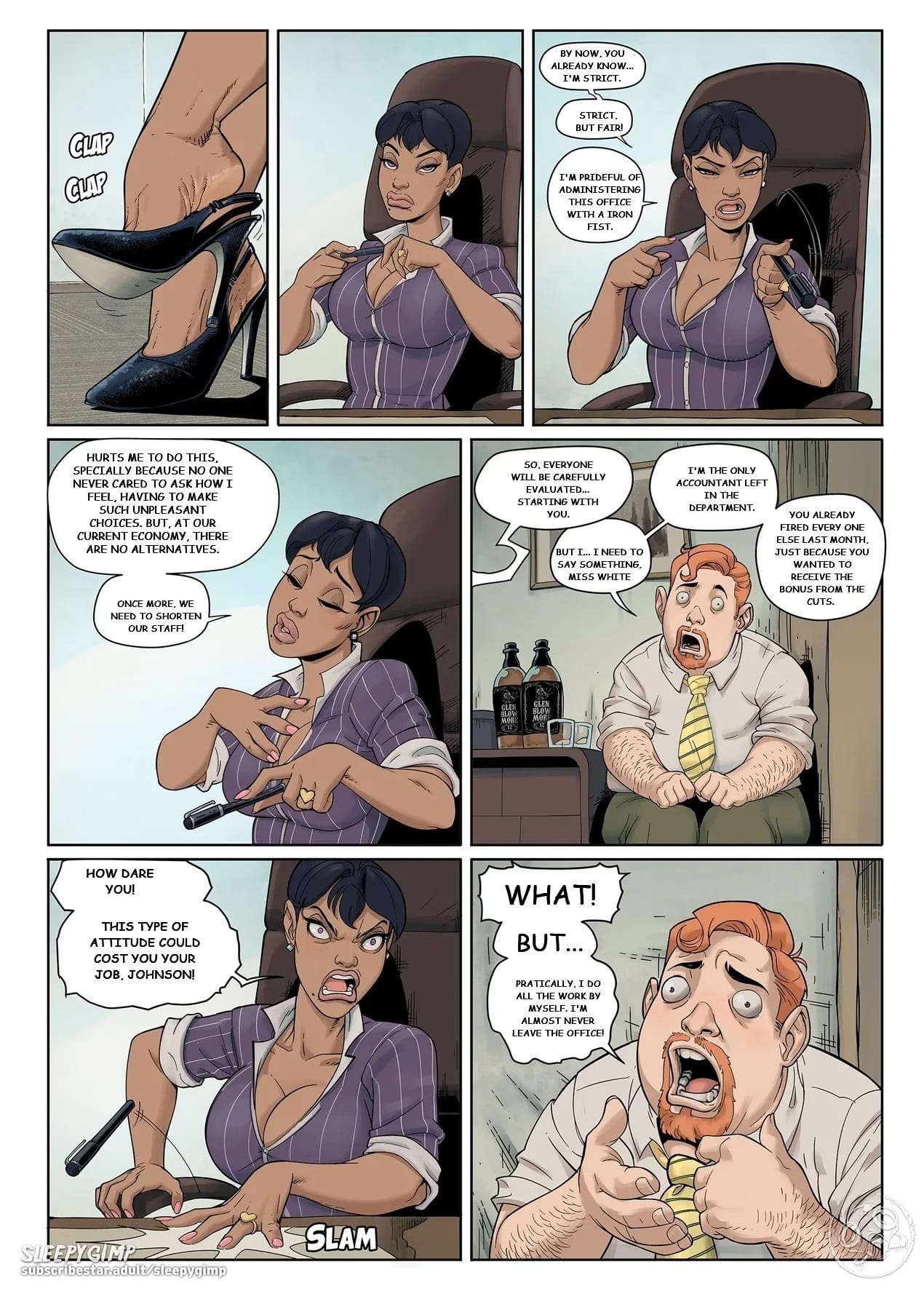 Poor Footboy Johnson in Back To Rehab [Sleepy Gimp] 2 . Downsizing - Chapter 2 [Sleepy Gimp] – page 1