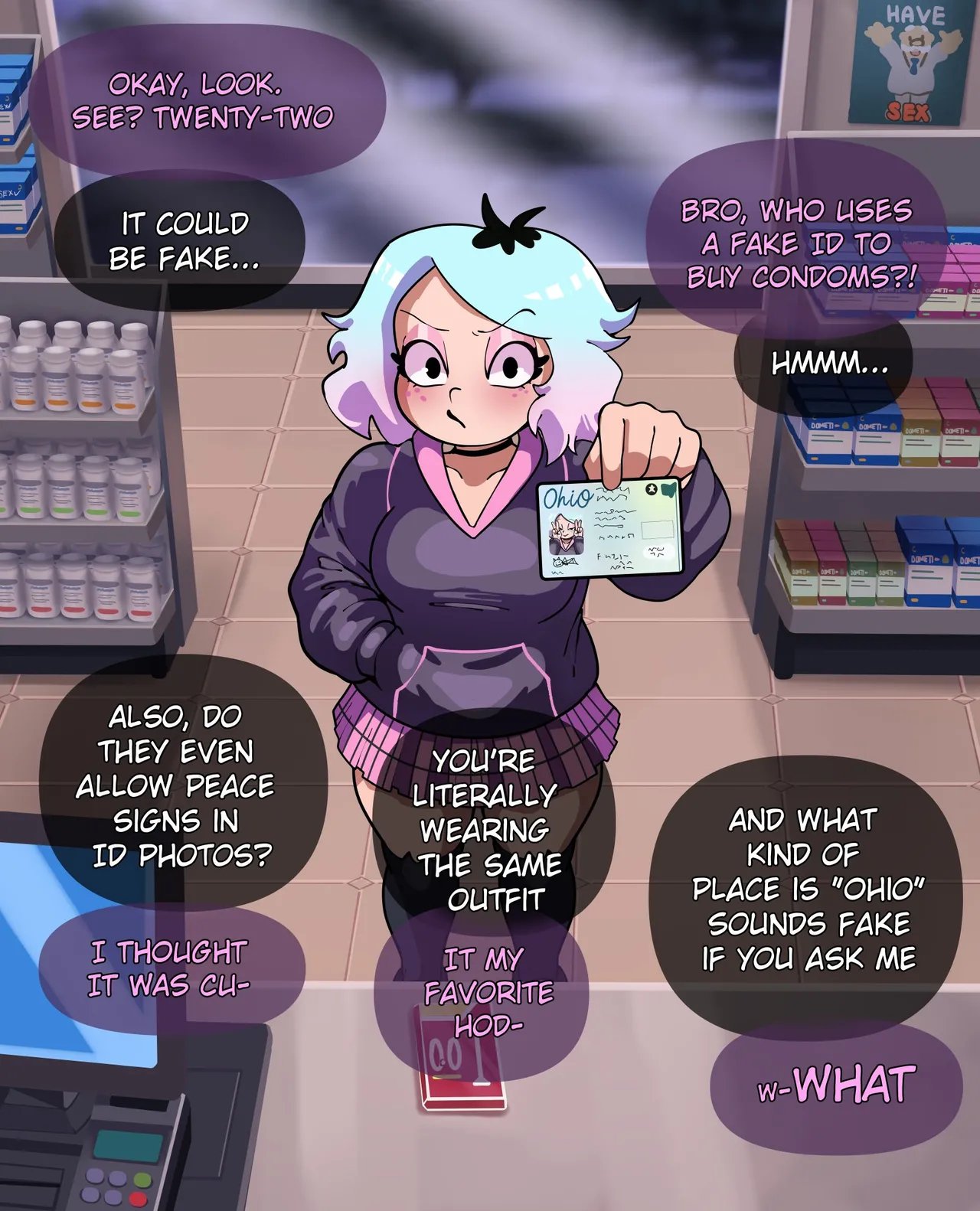 Emberlynn Pinkle tries to buy some condoms comic porn Emberlynn Pinkle tries to buy some condoms Chapter 1 – page 3