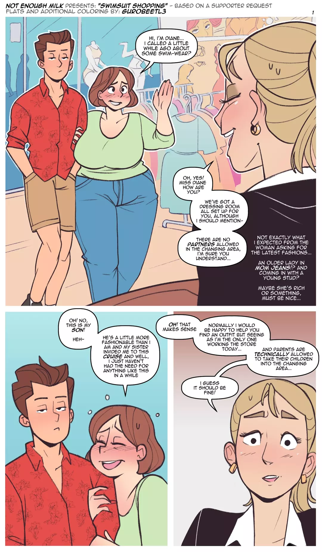 Swimsuit Shopping Audio Porn Comic – page 1
