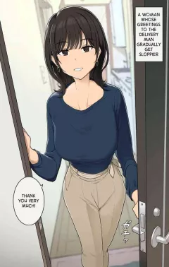 A Woman Whose Greetings to the Delivery Man Gradually Get Sloppier (+ Other Side) rule 34 porn comic cover