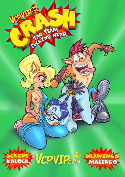 Tag Team Fucking Nina (Crash Bandicoot) [Macergo] rule 34 porn comic cover