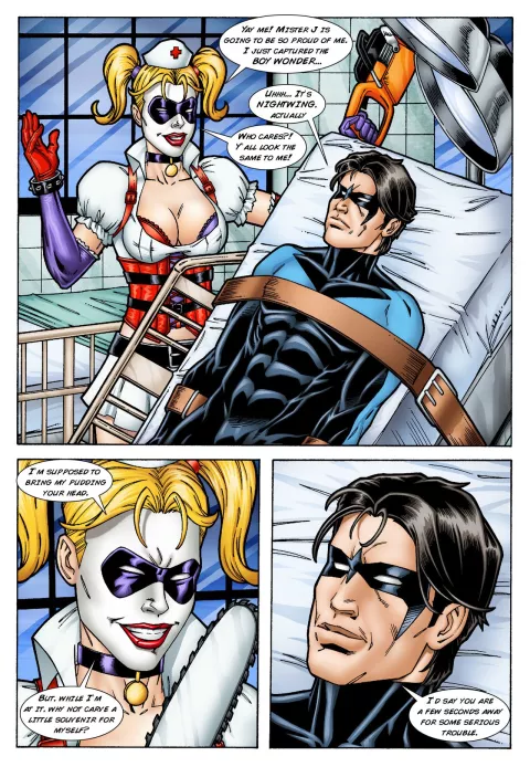 Batman and Nightwing discipline Harley Quinn (Batman) [Leandro Comics] rule 34 porn comic cover