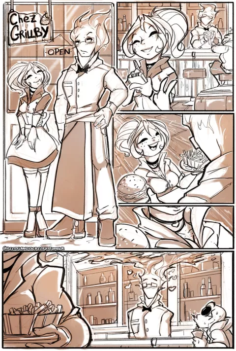Chez Grillby (Undertale) [Spirale] rule 34 porn comic cover
