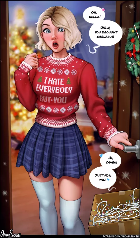 Gwen Celebrates Christmas (Spider-Man) [Aroma Sensei] rule 34 porn comic cover