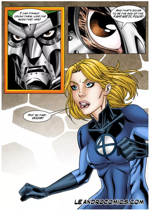 Only Invisible Woman can save the Fantastic Foursome from Dr. Doom! (Fantastic Four) [Leandro Comics] rule 34 porn comic cover
