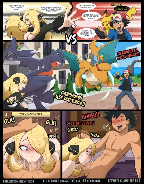 Between Champions (Pokemon) [Hermit Moth] Animated rule 34 porn comic cover