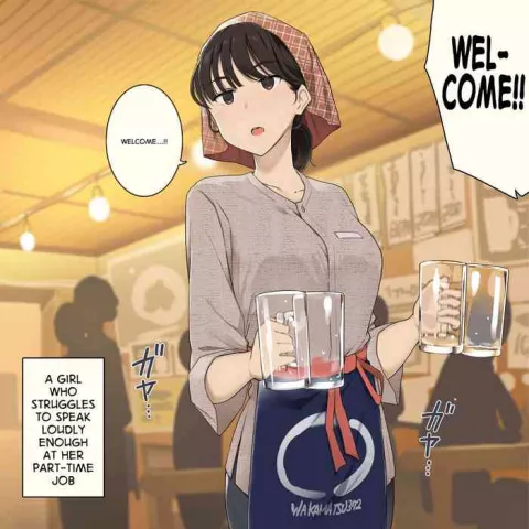 A Girl Who Struggles to Speak Loudly Enough at Her Part-Time Job [Wakamatsu] rule 34 porn comic cover