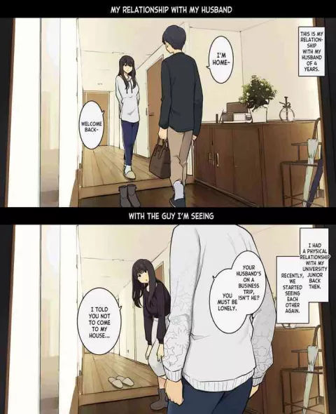 Relations with Husband, Relations with Cheating Partner [Wakamatsu] rule 34 porn comic cover