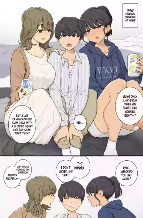 Threesome Caught Between Slim And Voluptuous (Wakamatsu) rule 34 porn comic cover